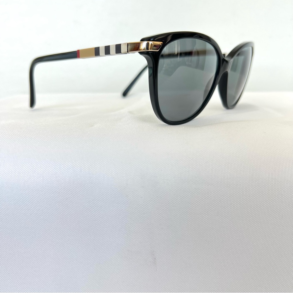 BURBERRY Italy B 4216 3001/T3 Cat Eye Full Rim Black w Strips Frame Glasses - Picture 4 of 13